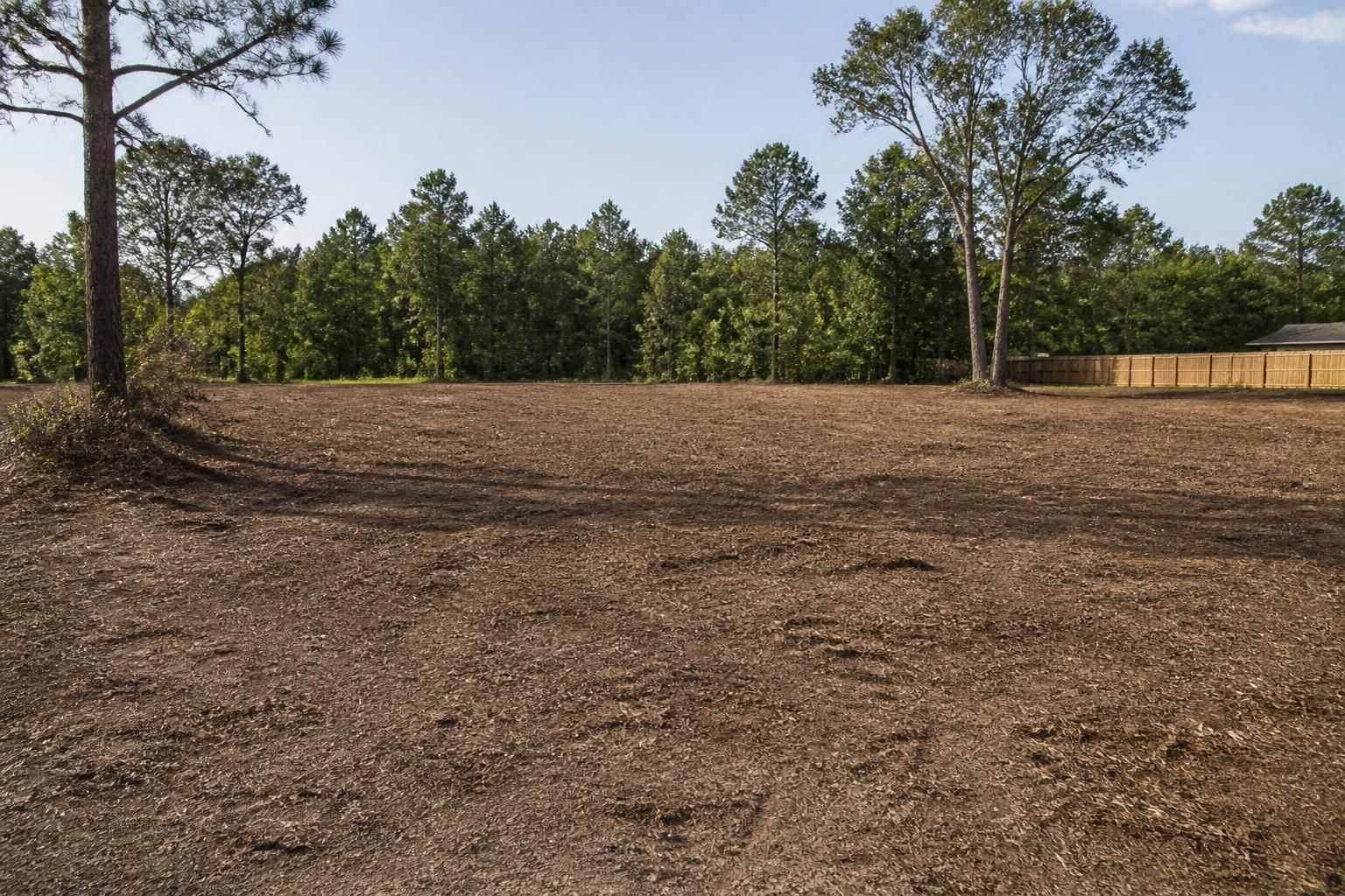Cleared lot with open ground and removed brush