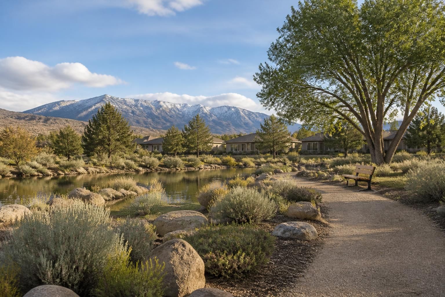 Peaceful high-desert community landscape in Sandia Pueblo